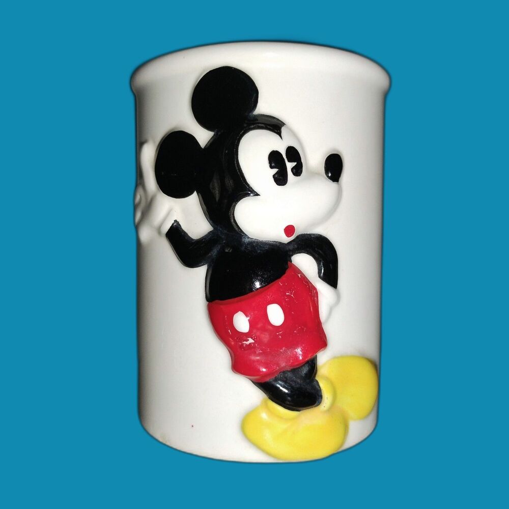 Vintage Disney Mickey Mouse Ceramic Toothbrush Holder Bathroom Decor Japan